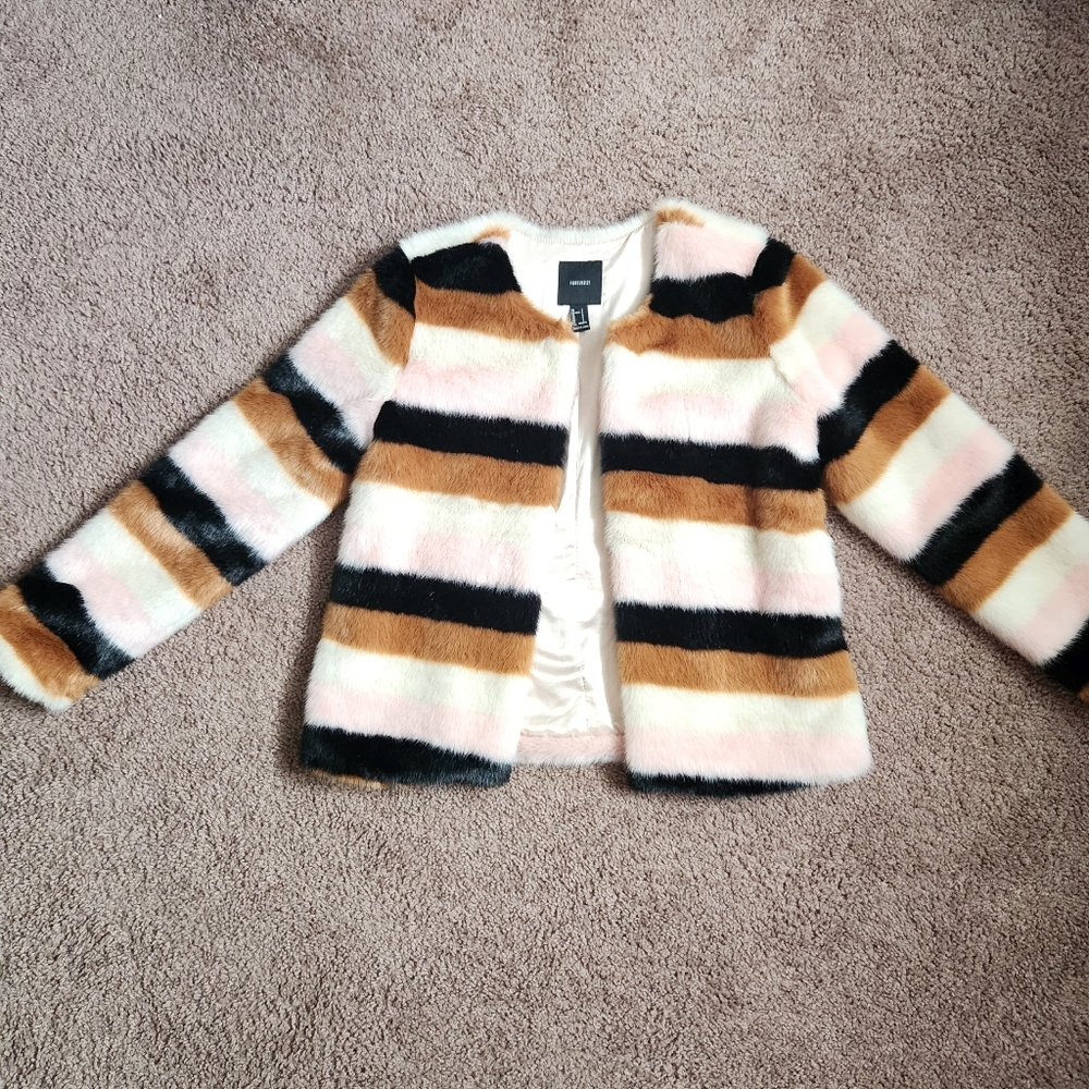 Forever 21 Striped Faux Fur